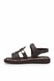 D26Ys-5290 Women's Genuine Leather Flat Sandals Brown - 3