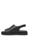 D26Ys-5185 Women's Genuine Leather Flat Sandals Black - 3