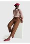 Women's Pink Viscose Blended Relaxed Fit Shirt with Striped Elastic Bottoms - 5