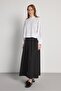 Women's Black Buttoned High Waist Long Skirt 31033