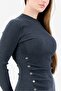 Women Ribbed Bodycon Dress, Grey Heather - 3
