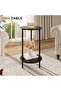 BITYODD Round Side Table Set of 2, Black Round End Table with Storage, 2-Tier Modern Accent Table, S - 2