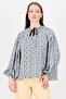 Women Tie Neck Long Sleeve Floral Pattern Blouse, Multicolor