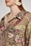 Oversized V-Neck Floral Print Khaki Women's Shirt 31048 - 3