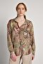 Oversized V-Neck Floral Print Khaki Women's Shirt 31048 - 6