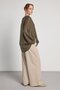 Women's Khaki V-Neck Tencel Fabric Oversized Shirt 31006 - 8