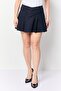 Women Plain Pleated Mini Skirt, Navy Blue