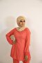 Libaslab Tawoos - Enchanting Modest Two Piece Co-ord Set with Knot Detailing on Sides - Peach Pink - 2