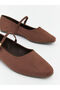 Brown leather Leather-Look din ballerina from gulis clothing - 3