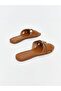 Brown Leather Look Women's Slippers - 5