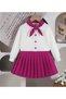 Pleated Bow Flared Festive Skirt Set for Girls - 4