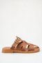 Women's Tan Skin Buckle Detail Flat Sole Slipper - 6