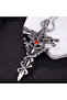 Silver Red Crystal Dragon Wrapped Sword Pendant