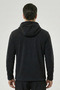 Men's Black Hoodie 3 Pocketed Zipper Closure Fleece - 3