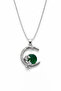 Stainless Steel Silver Moon Yearly Green Emerald Necklace