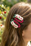 Set of 2 Hand Knitted Strawberry Daisy Figured Snap Buckles - White Daisy Strawberry Knitted Buckle - 5