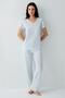 Women's V-Neck Lace Pajama Set 50% Cotton 50% Modal – Short Sleeve, Full Fit, Soft - 2