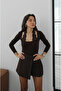 Brown Lace Detail Halter Blouse - 2