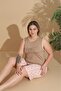 Women's Milan Fabric Large Size Curve Printed Patterned Shorts Pajama Set - 2