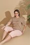 Women's Curve Plus Size Milan Fabric Capri Short Sleeve Pajama Set - 4
