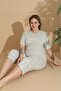 Women's Curve Plus Size Milan Fabric Capri Short Sleeve Pajama Set - 6