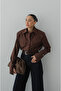 Brown Geometric Flap-Pocket Sleeve Detail Shirt - 2