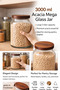 3000 ml Acacia Lid Mega Glass Jar for Legumes and Pantry Organizer, Large Size Storage Jar - 4