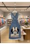 Girl's Denim Salopet Dress Printed Straps Casual Dress - 4