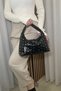 Women's Black Studded Detail El Ve Shoulder Bag - Soft Leather - Daily Bag - 2