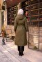 Plus Size Leopard Detail Inside Detail Battal Araboy Zippered Women's Trench Coat - 3