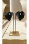 Anthurium Black Flower Shaped Polymer Clay Earrings with Stone Detail – Handmade Elegant Design - 2