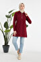 Half Zipper Burgundy Tunic Long Sleeve Relaxed Fit Casual Tunic - 2