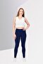 Women Full Length Rhinestone Leggings, Royal Blue - 4