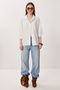 Oversized Pocketed Woven Shirt Ldz0063 Ecru - 4