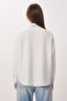 Scarf Detailed Oversized Woven Shirt Ldz0061 White - 5