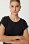 Guipure Detailed Viscose T-Shirt Lrn0006 Black