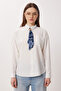 Scarf Detailed Oversized Woven Shirt Ldz0061 White - 3