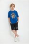 Round Neck Summer Astronaut Print Detailed Capri Boys' Top and Bottom Set - 4