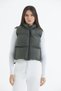 Women's Khaki Cropped Puffer Vest - 6