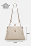 Women's Cream Clip-On Multi-Compartment Soft Leather Hand, Shoulder and Crossbody Bag - 2