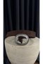 Bitter Coffee Oval Buckled Suede Belt - 3