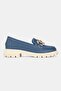 Women's Blue Genuine Natural Leather Leather -41 Number Stone Buckle Loaf Loafers Kkabi - 5