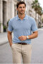 Men's Knitwear Fabric Collar Buttonless Open Collar Corded Fabric Short Sleeve Regular Fit T-Shirt T-Shi - 4