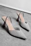 Agnes Women's Glittery Pointed Toe with Elastic Back Heeled Shoes B4019 - 6