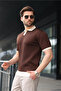 Brown Polo Collar Knitwear Men's T-Shirt E7471