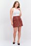 Women Plain Mini Skirt, Dark Brown - 2