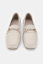 Women's Beige Genuine Natural De Leather 6-41 Size Buckle Flats - 4