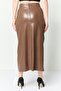 Women Solid Midi Skirt, Coffee Brown - 4
