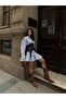 Premium Trend Denim Corset Detail Striped Shirt Dress - 2