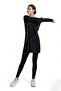 Modest Workout Top Women – Long Sleeve Loose Fit Tunic, Full Coverage (Black) - 3